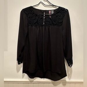 Love Black Lace Detail Blouse